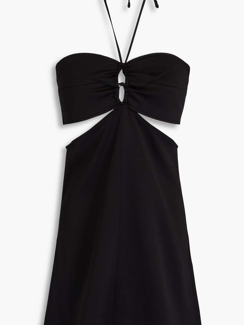 cutout crepe halterneck mini dress