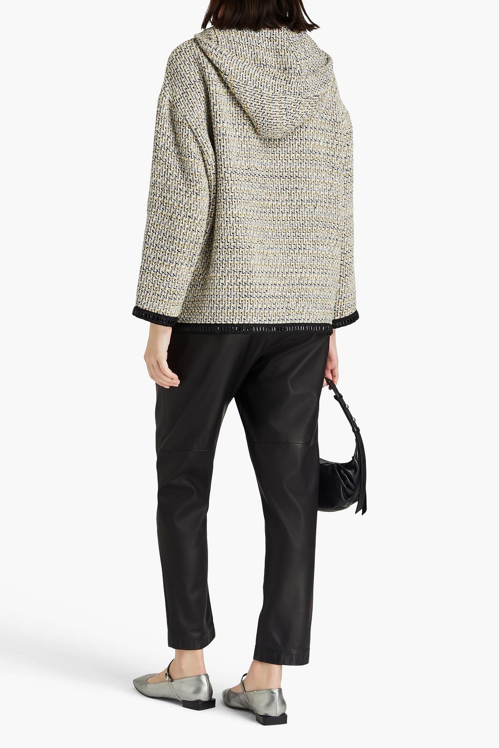 MAJE Metallic tweed hooded jacket