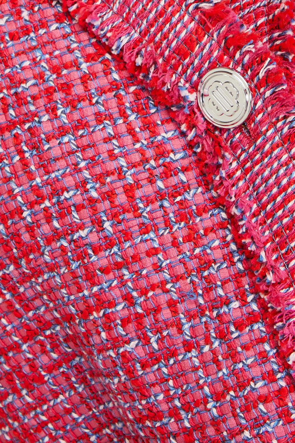 Maje Cropped Jacke Aus Tweed Mit Fransen In Rot