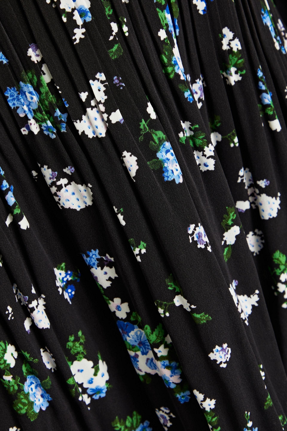 Shop Maje Floral-print Plissé-crepe Mini Dress In Black