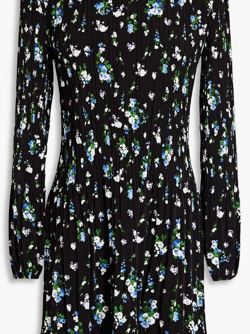 floral-print plissé-crepe mini dress