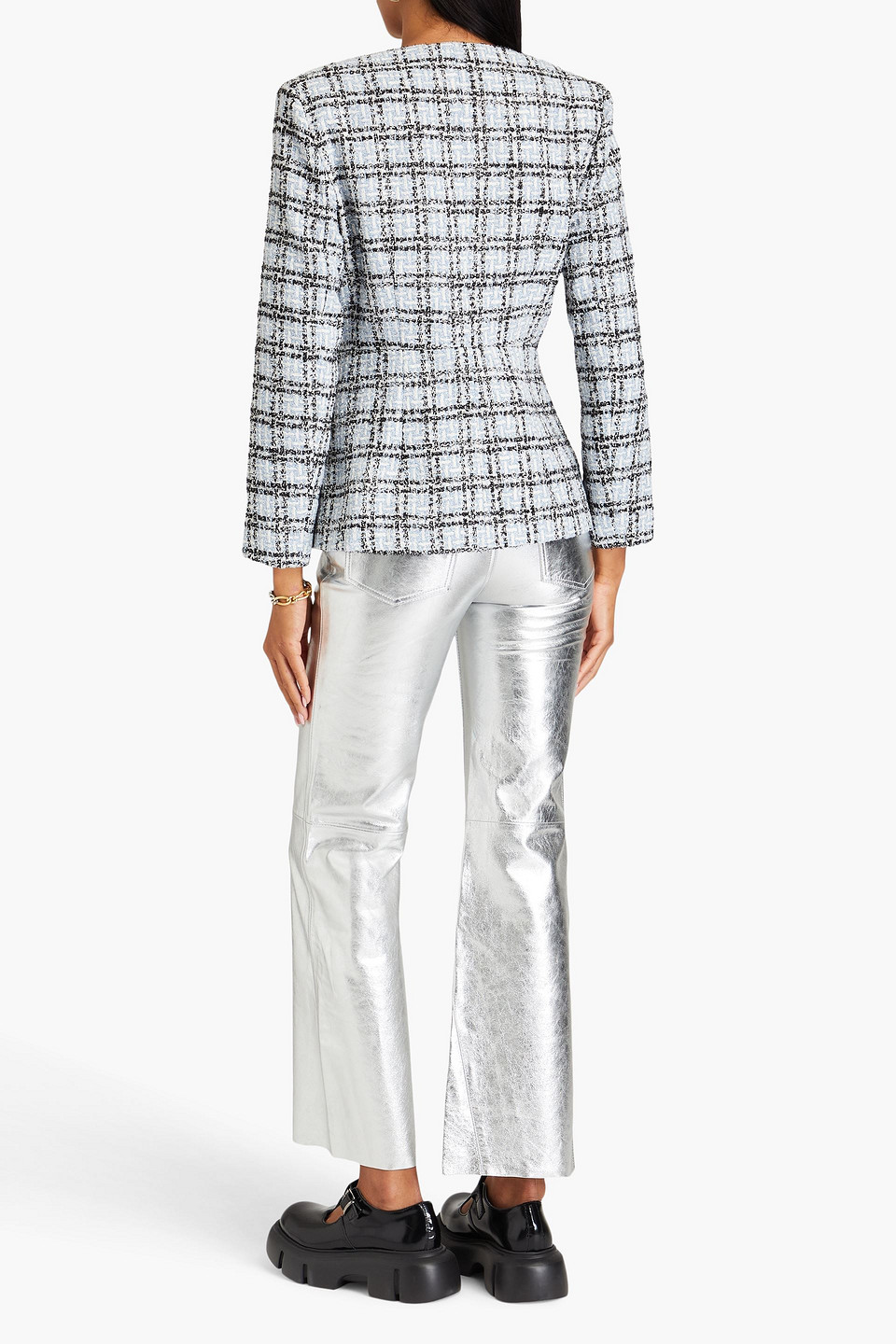 MAJE FRAYED METALLIC TWEED JACKET 