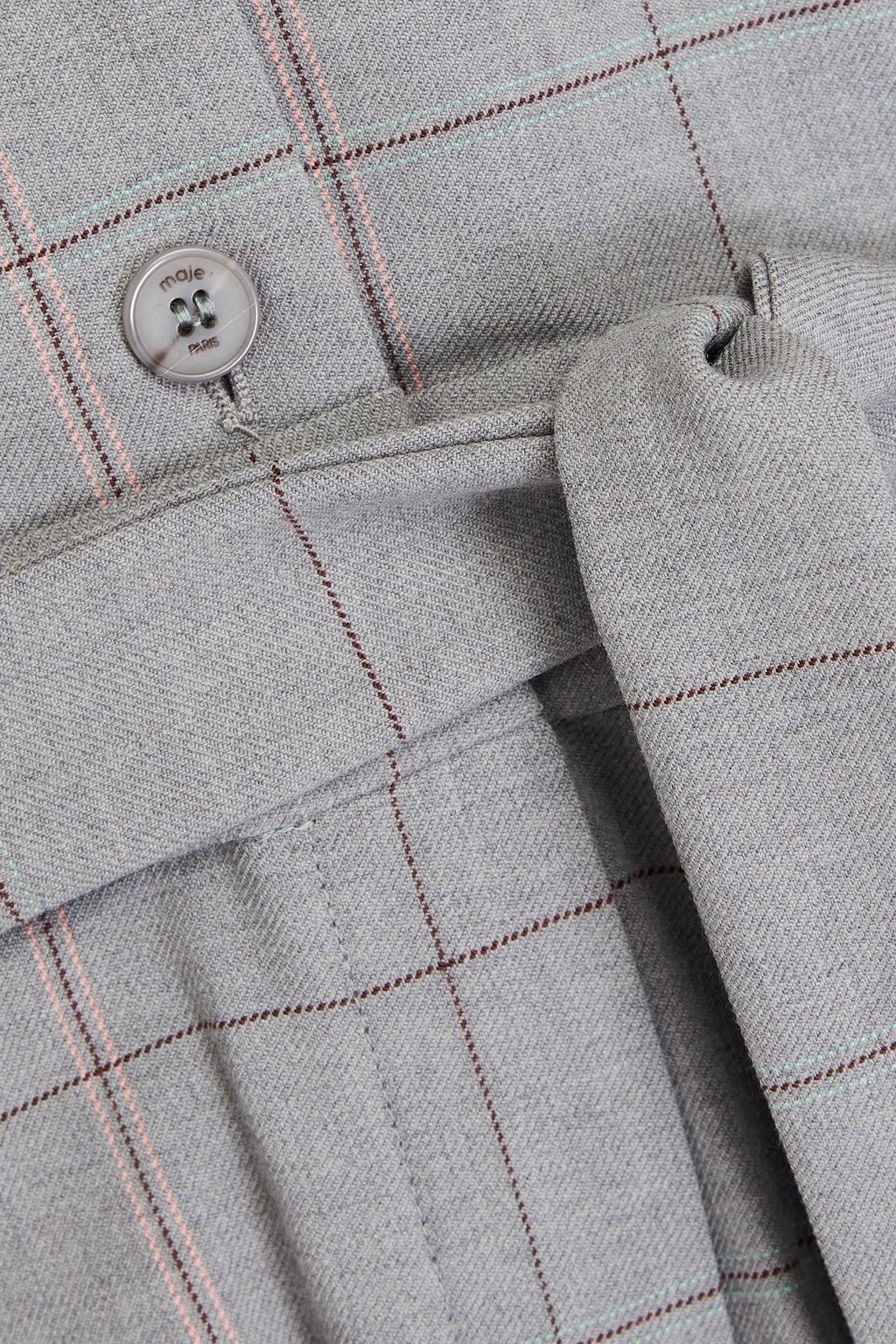 MAJE Checked wool-blend twill playsuit