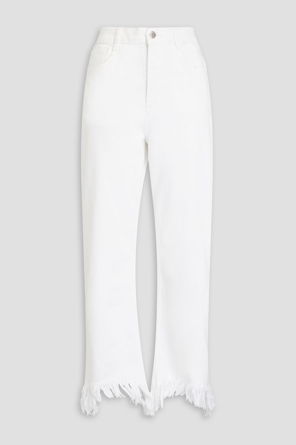 Maje Frayed High-rise Straight-leg Jeans In White