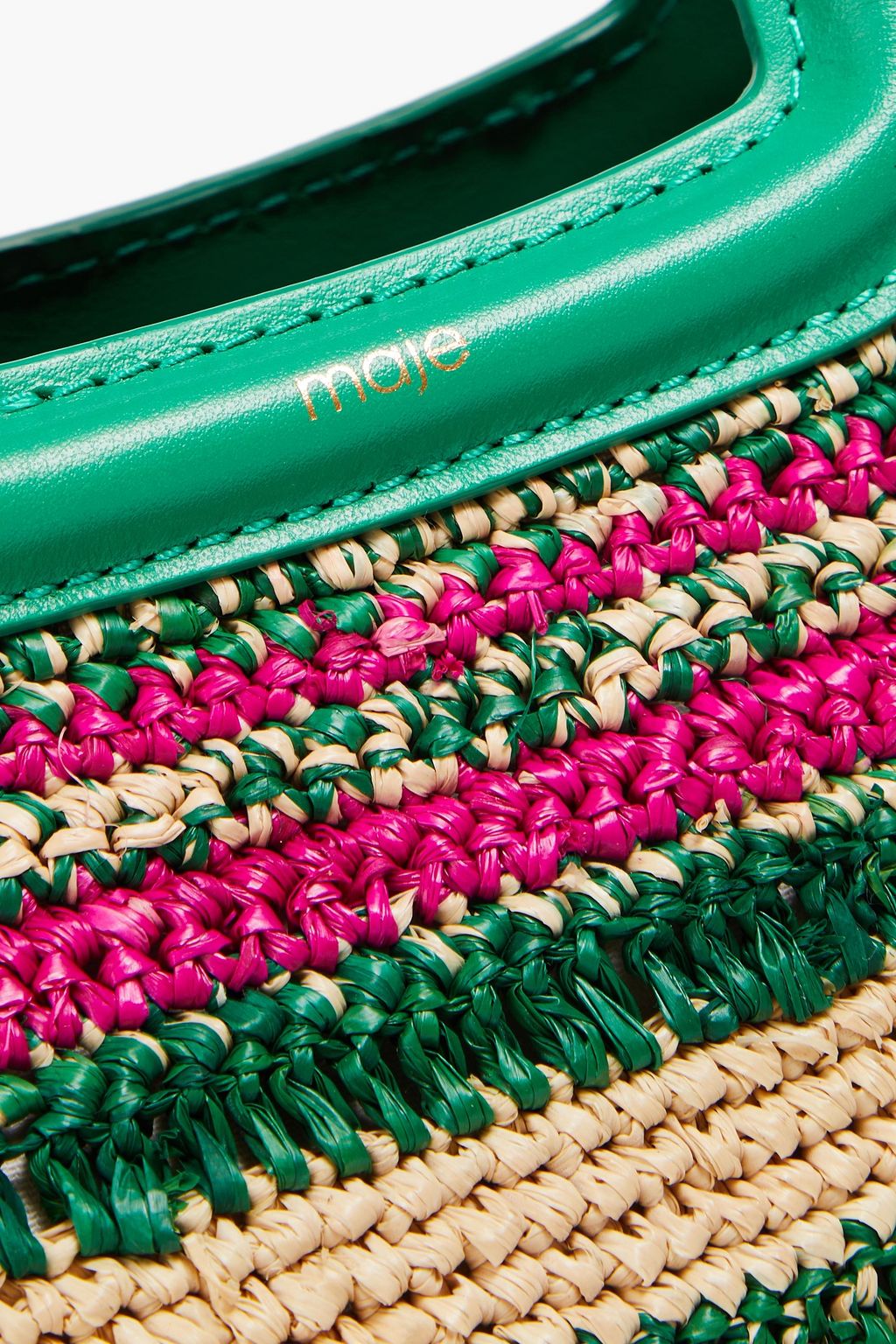 MAJE Striped raffia tote