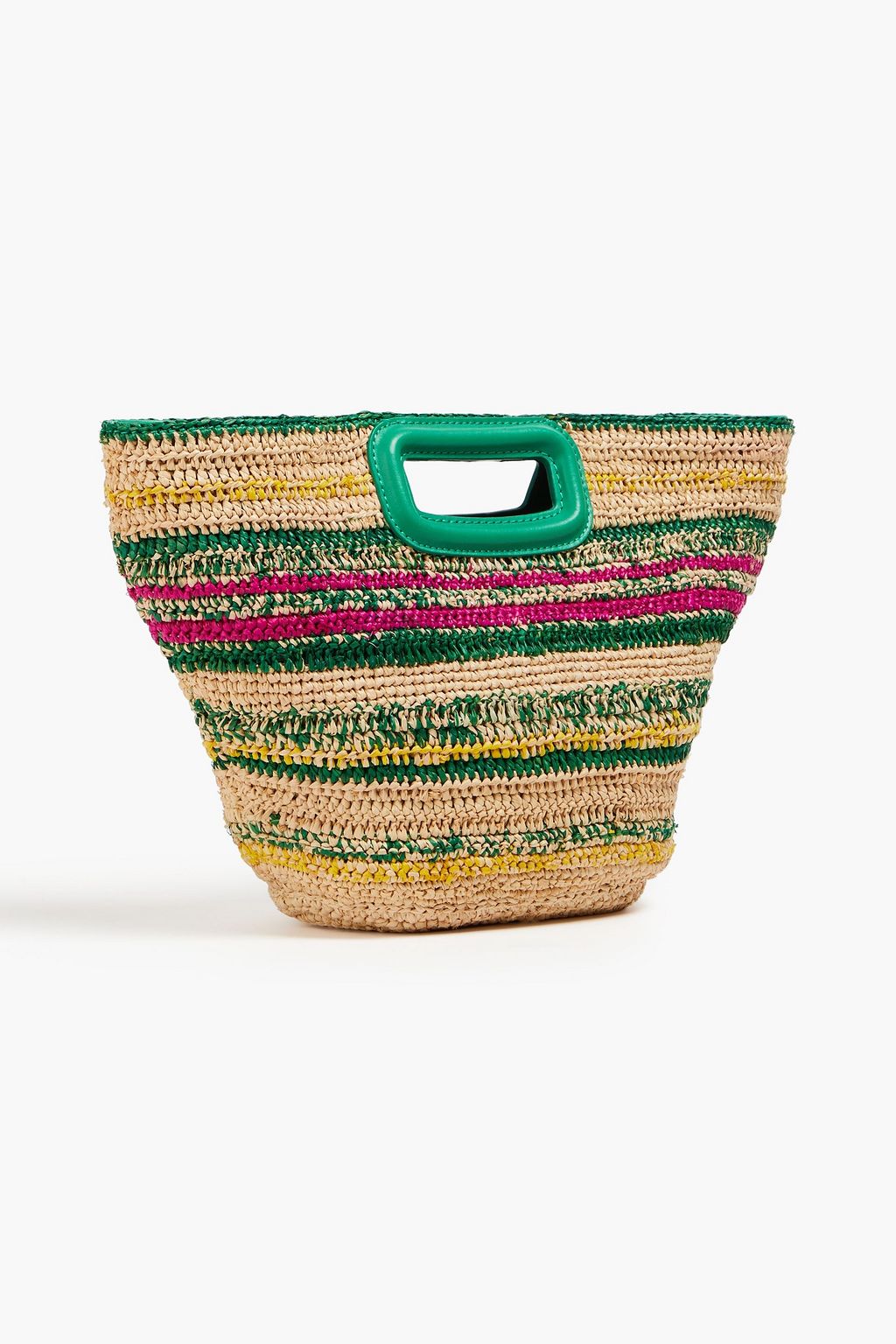 MAJE Striped raffia tote