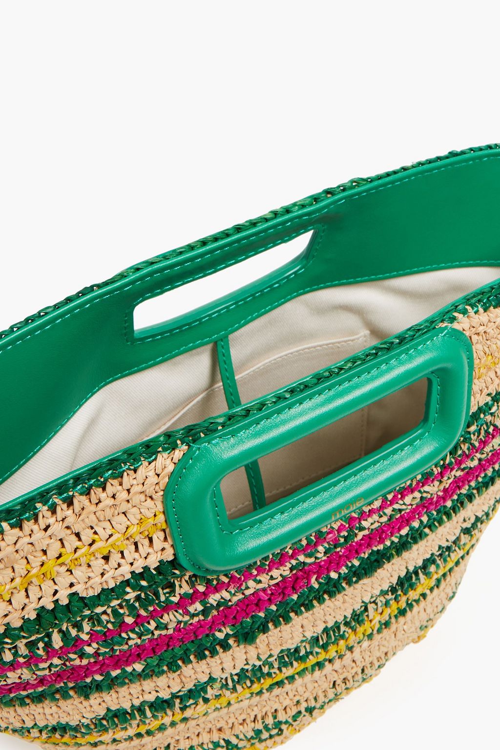 MAJE Striped raffia tote