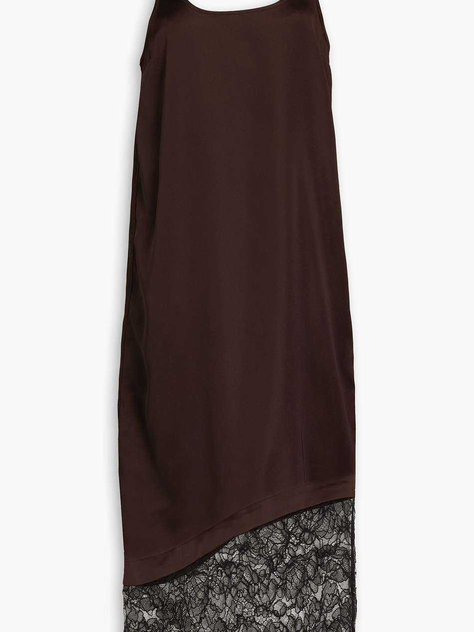 lace-paneled satin midi slip dress