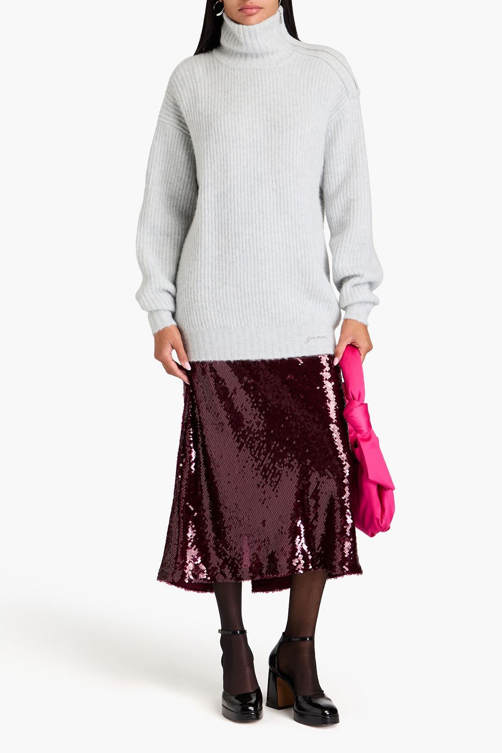 GANNI Ribbed-knit turtleneck sweater