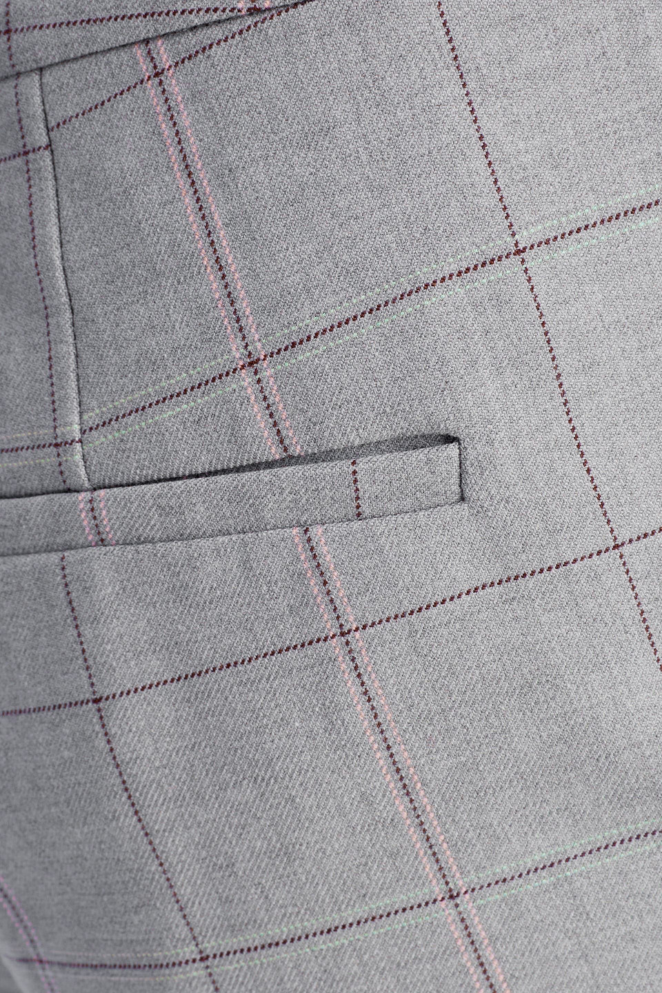 MAJE CHECKED WOOL-BLEND STRAIGHT-LEG PANTS