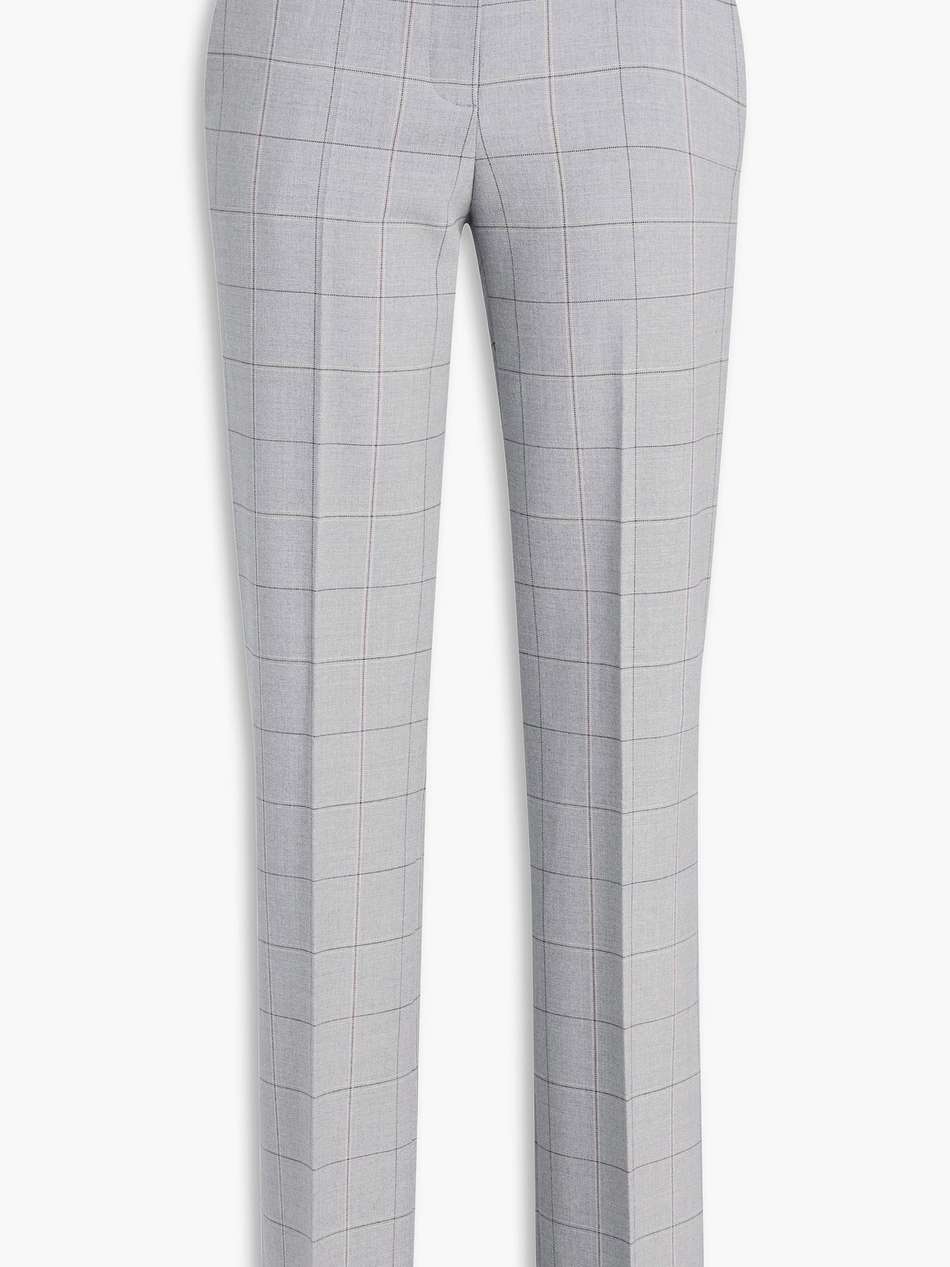 checked wool-blend straight-leg pants