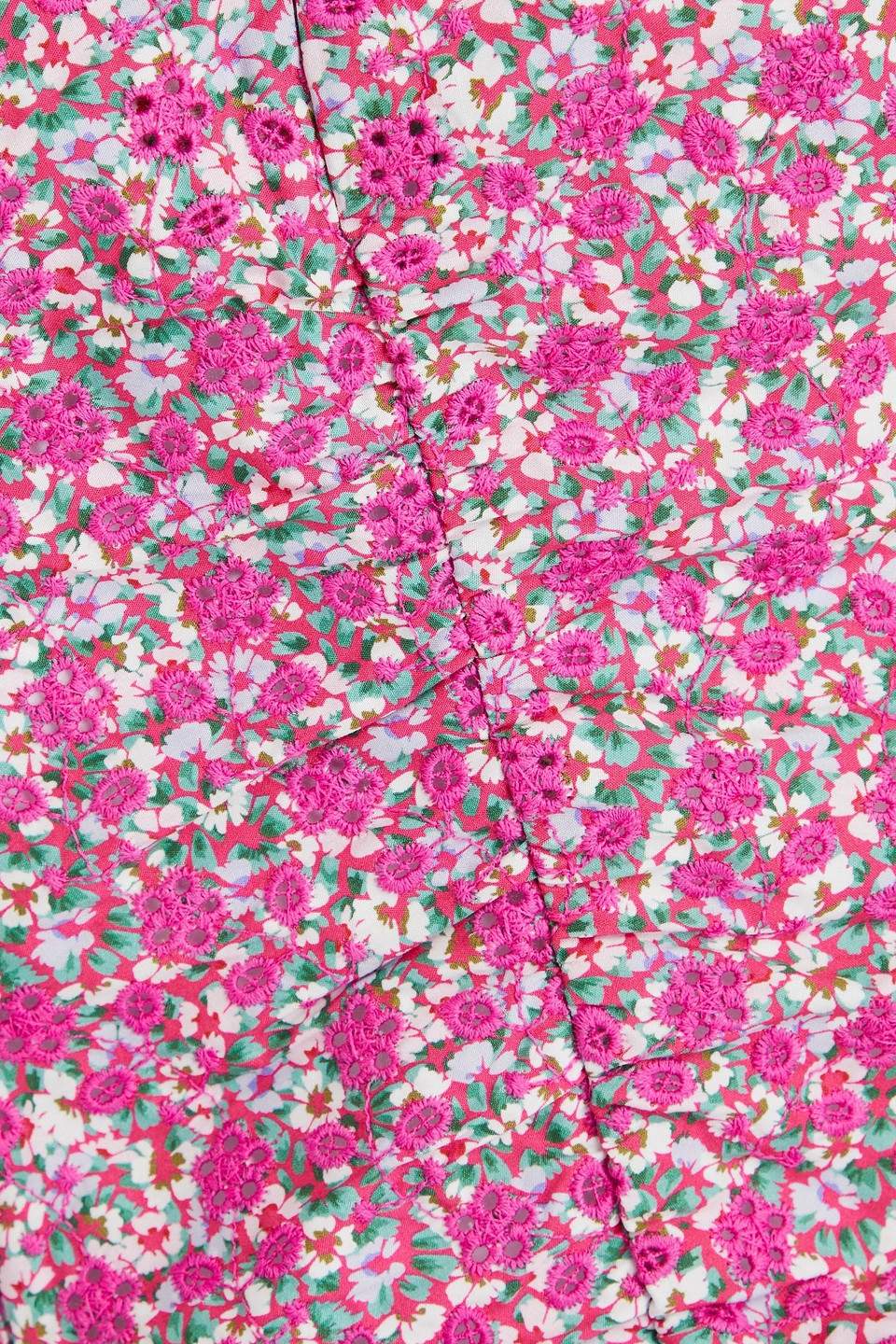 Shop Maje Floral-print Broderie Anglaise Cotton Mini Dress In Fuchsia