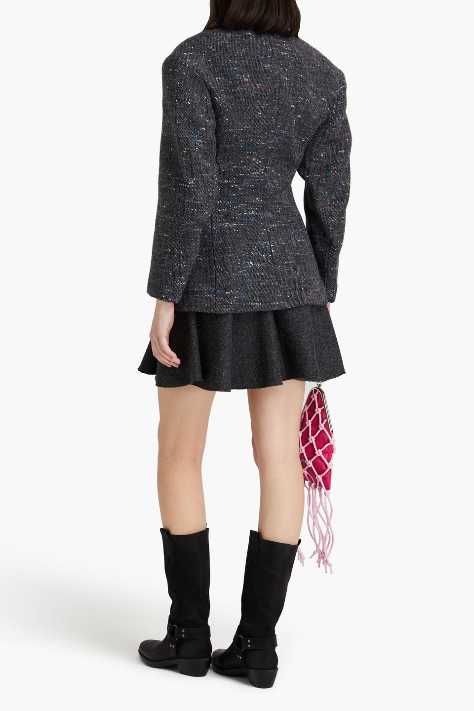 Ganni Donegal Wool-blend Bouclé-tweed Jacket In Anthracite