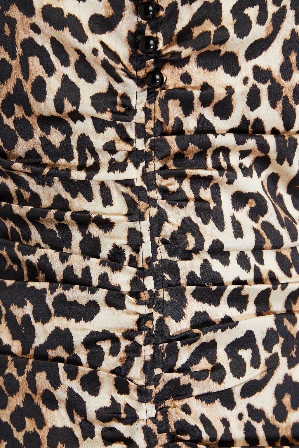 GANNI Ruched leopard-print silk-blend satin midi dress