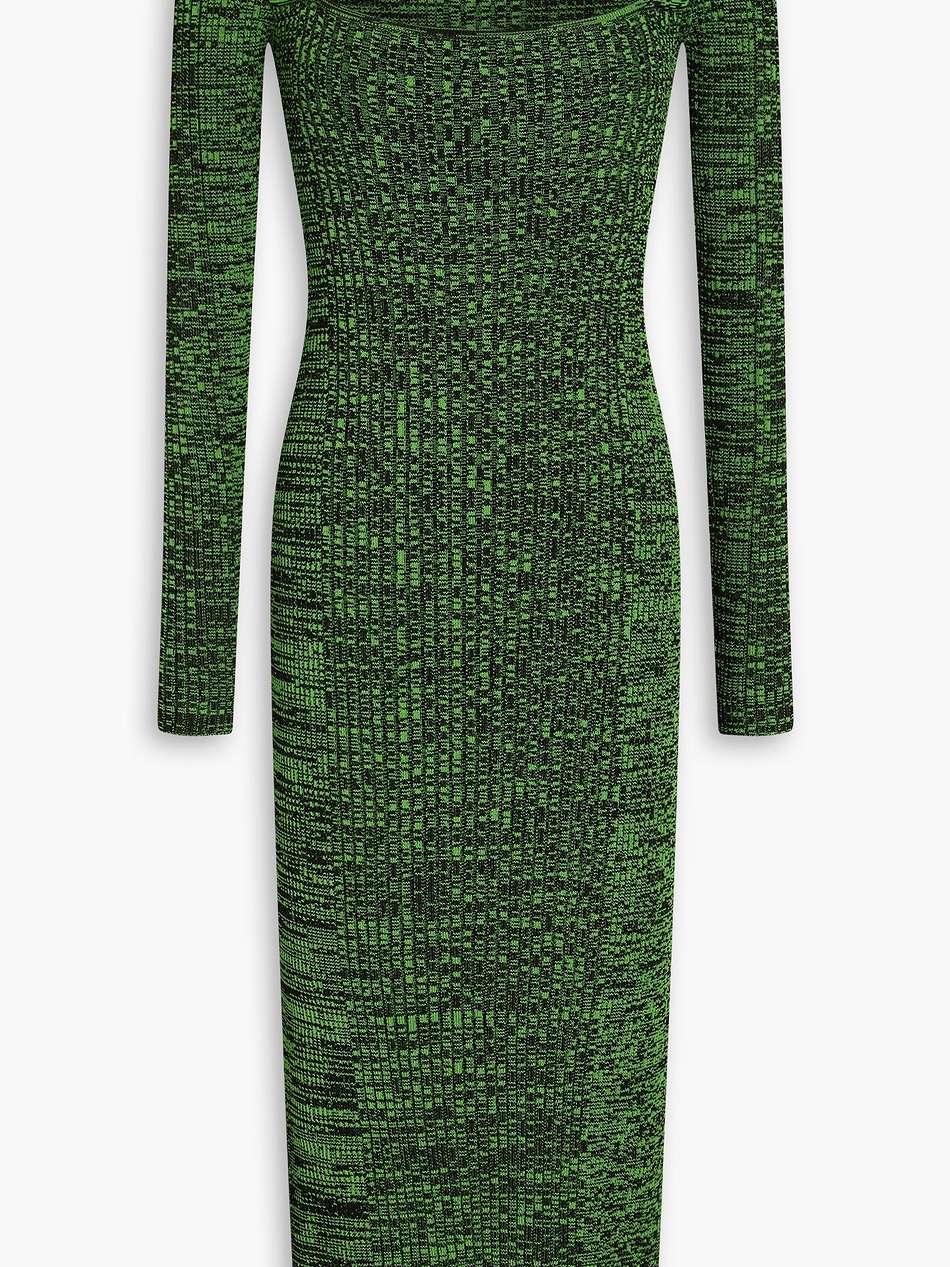 marled ribbed-knit midi dress