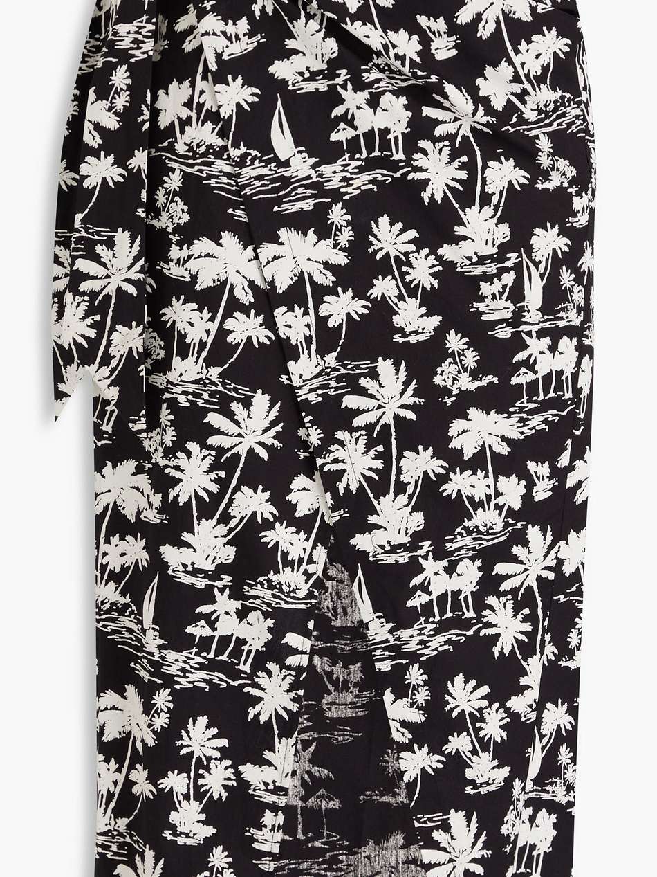 printed cotton midi wrap skirt