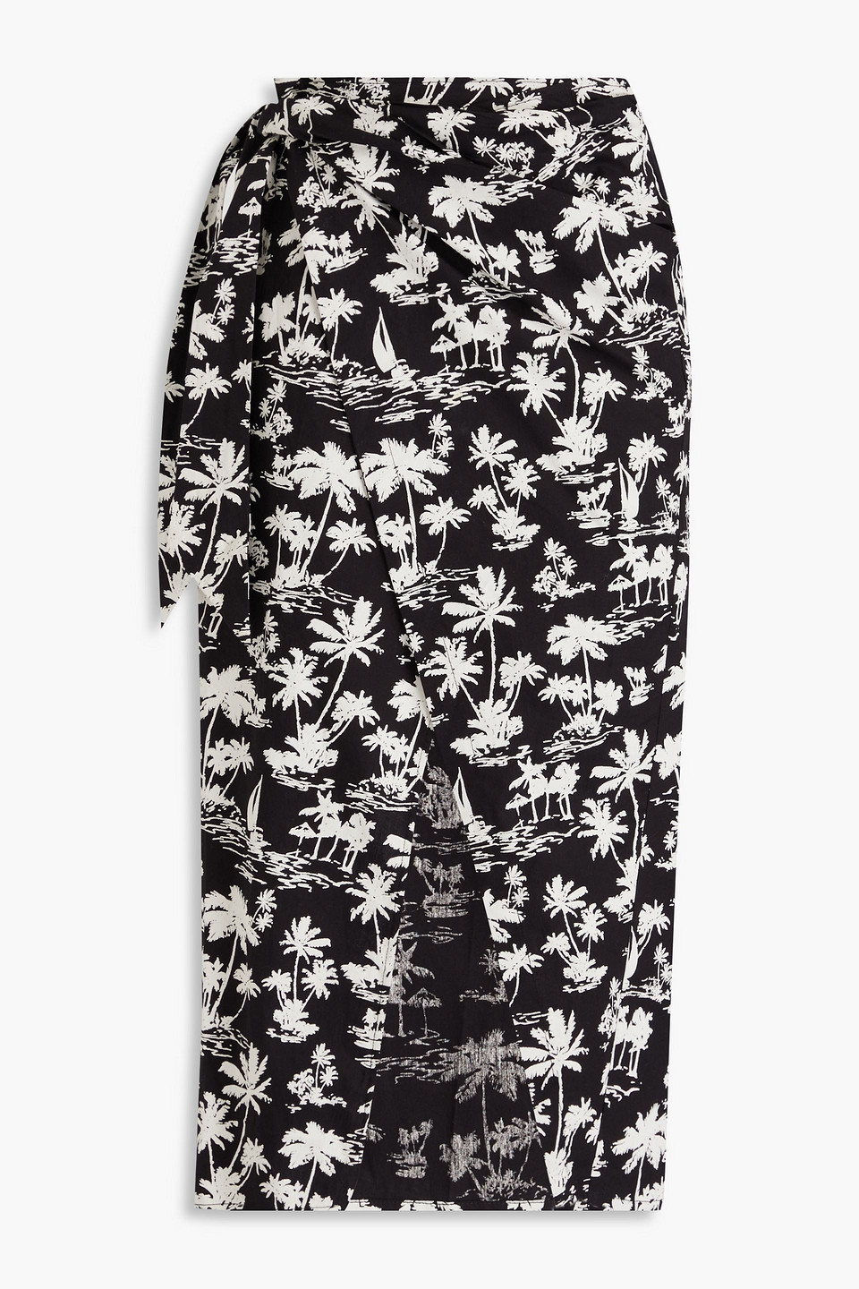 Maje Printed Cotton Skirt In Black