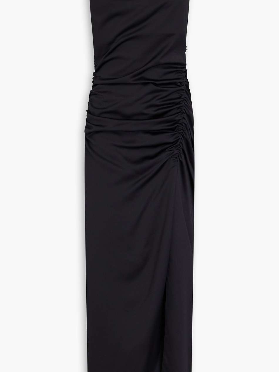 ruched satin maxi dress