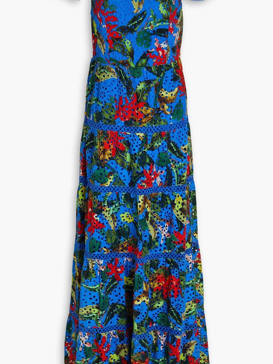 floral-print broderie anglaise cotton maxi dress