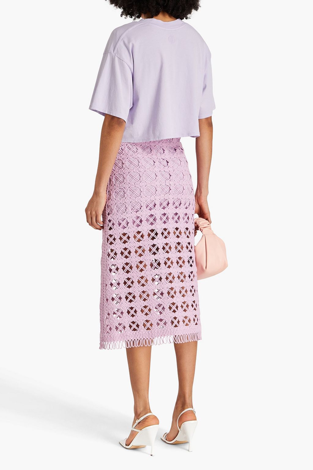 MAJE Crocheted cotton midi skirt