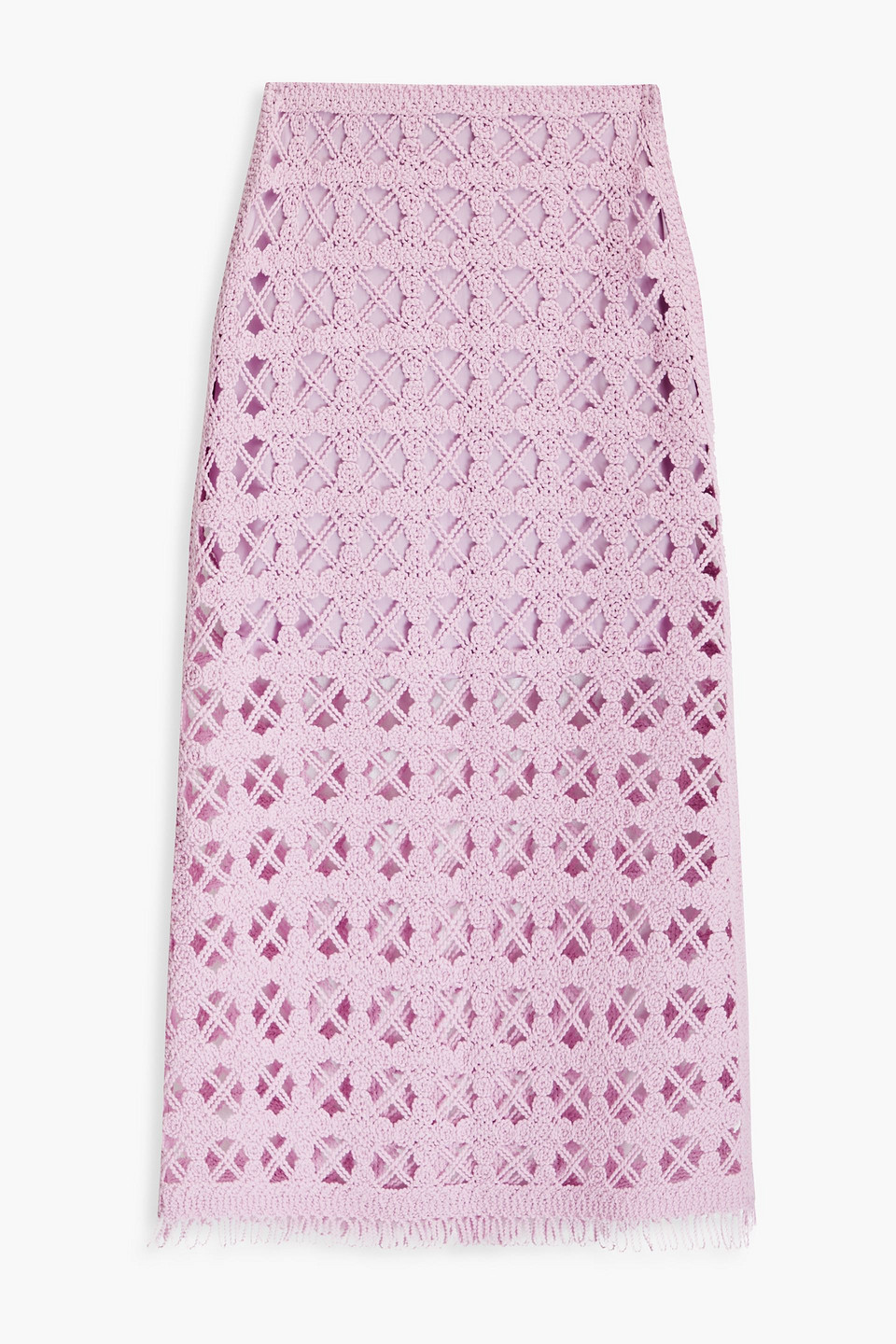 Maje Crocheted Cotton Mini Skirt In Lilac