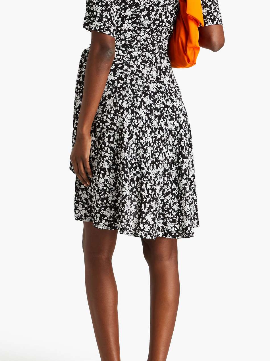 floral-print crepe mini wrap dress