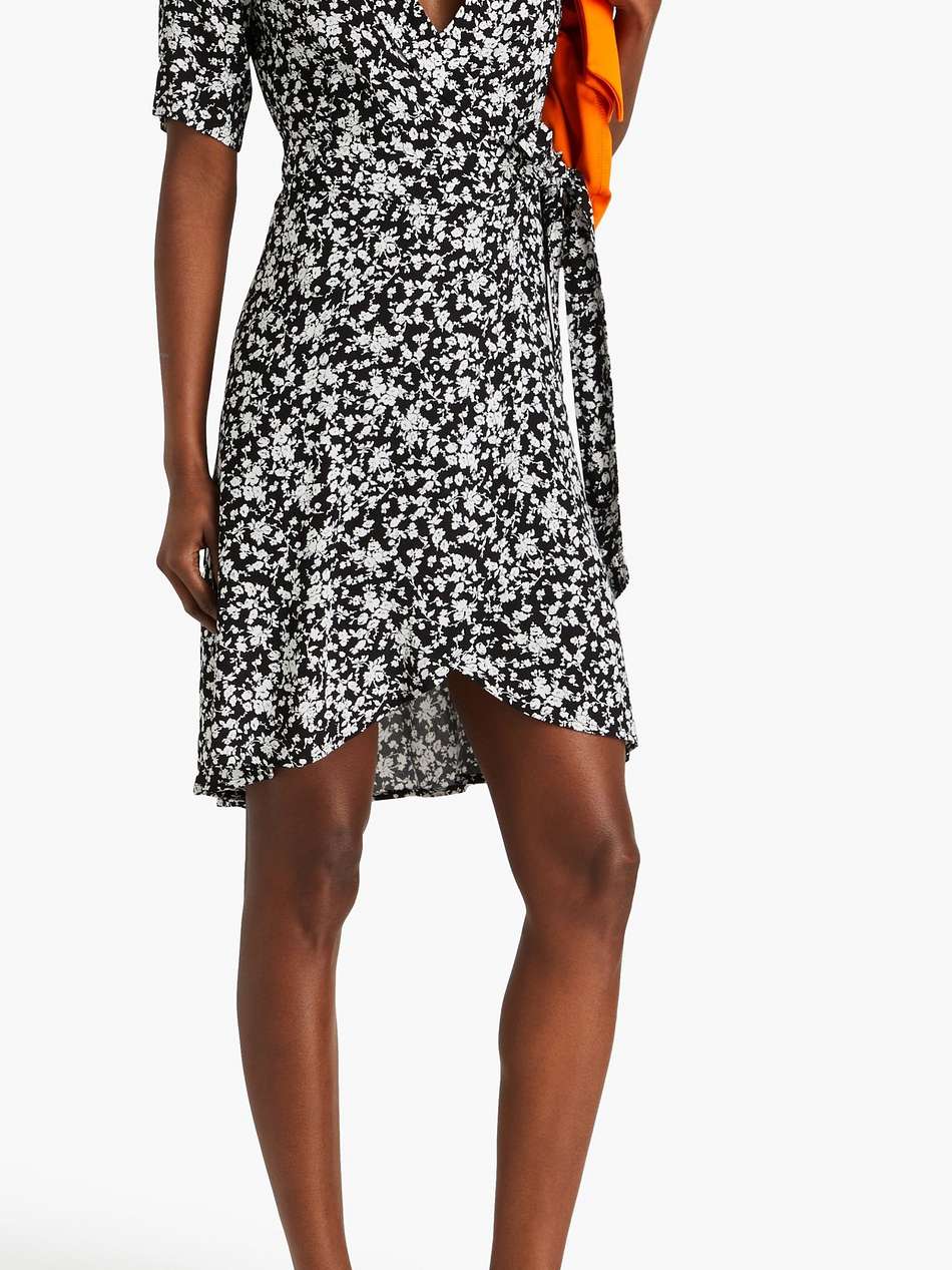 floral-print crepe mini wrap dress