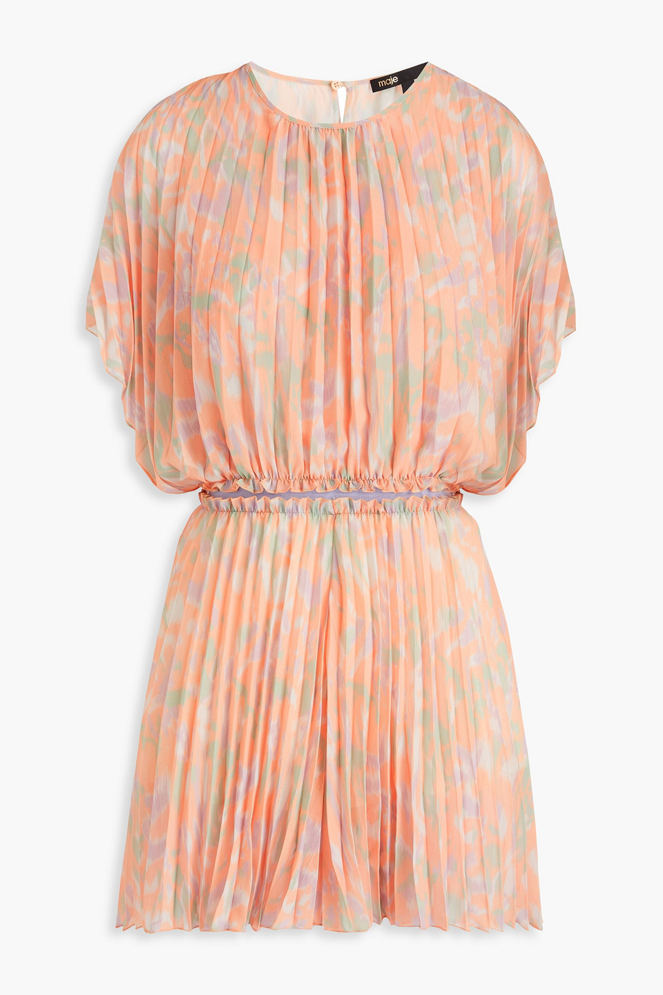 Maje - Pleated printed crepe playsuit - Orange - FR 40