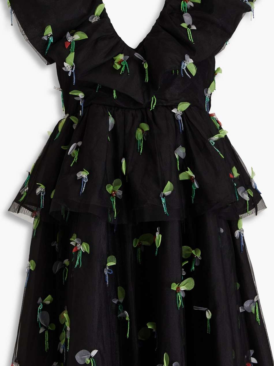 embellished tiered tulle mini dress