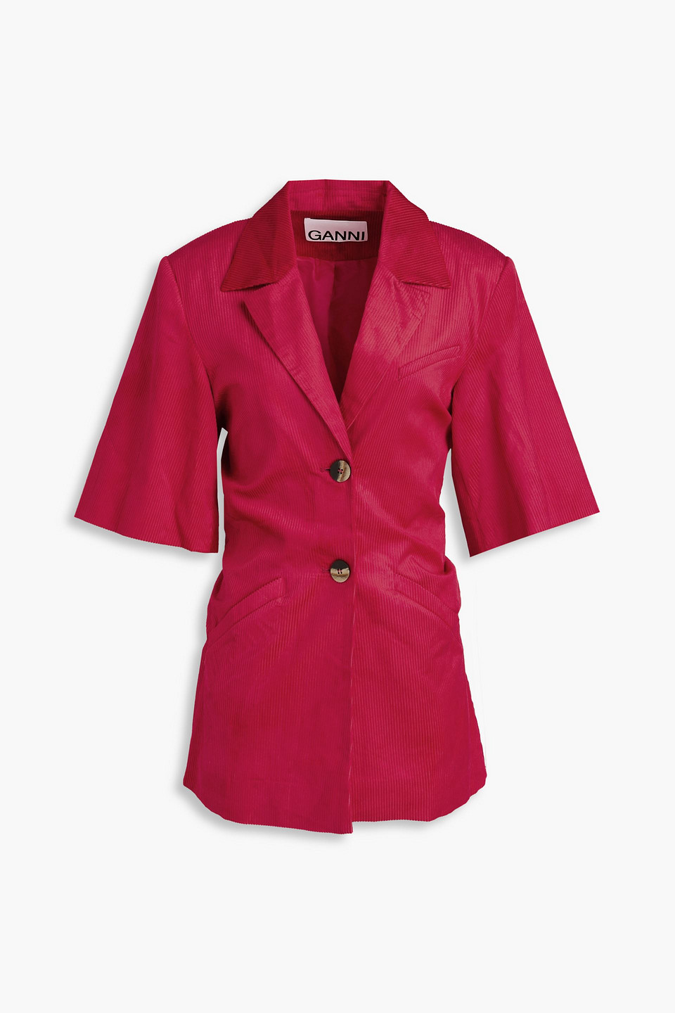 Ganni Cotton-blend Corduroy Blazer In Fuchsia