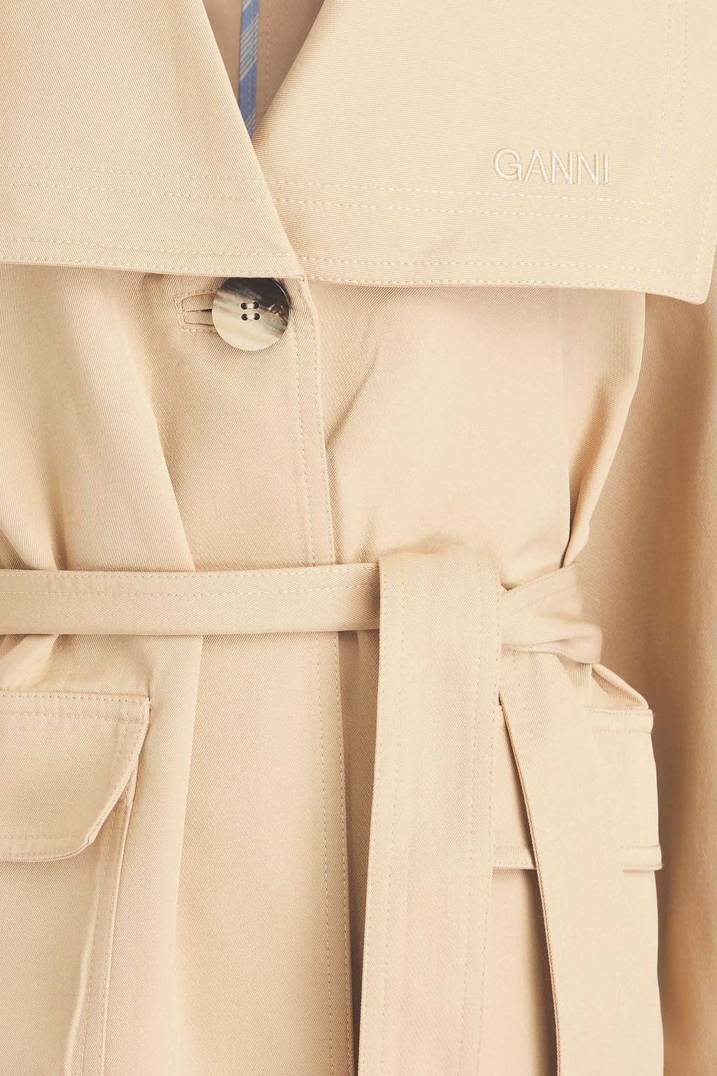 GANNI Oversized twill trench coat