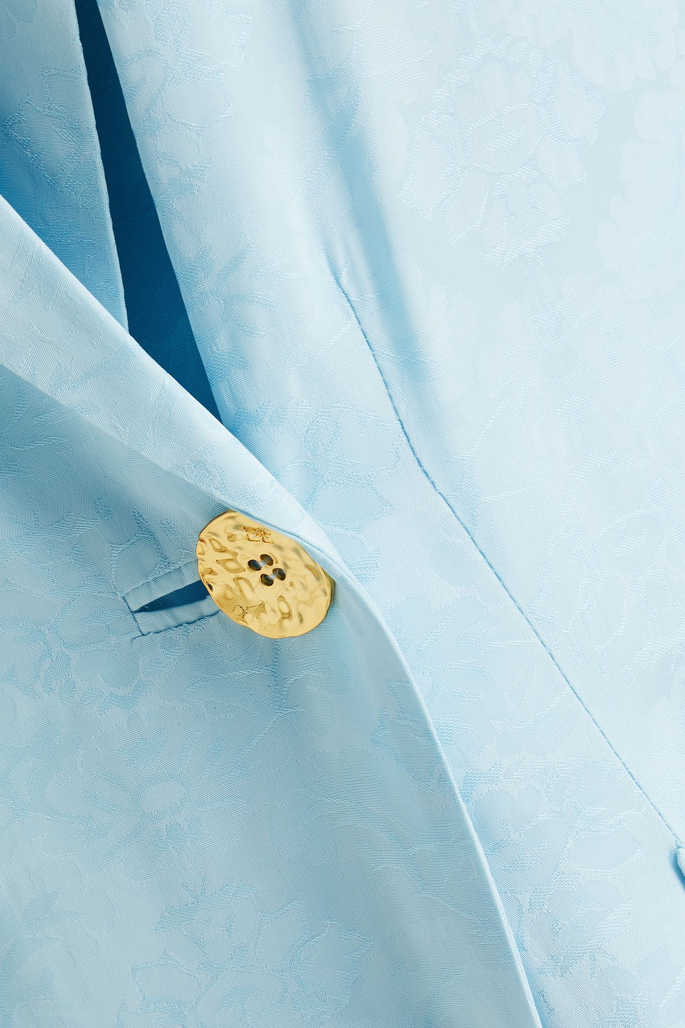 Ganni Floral-jacquard Jacket In Sky Blue