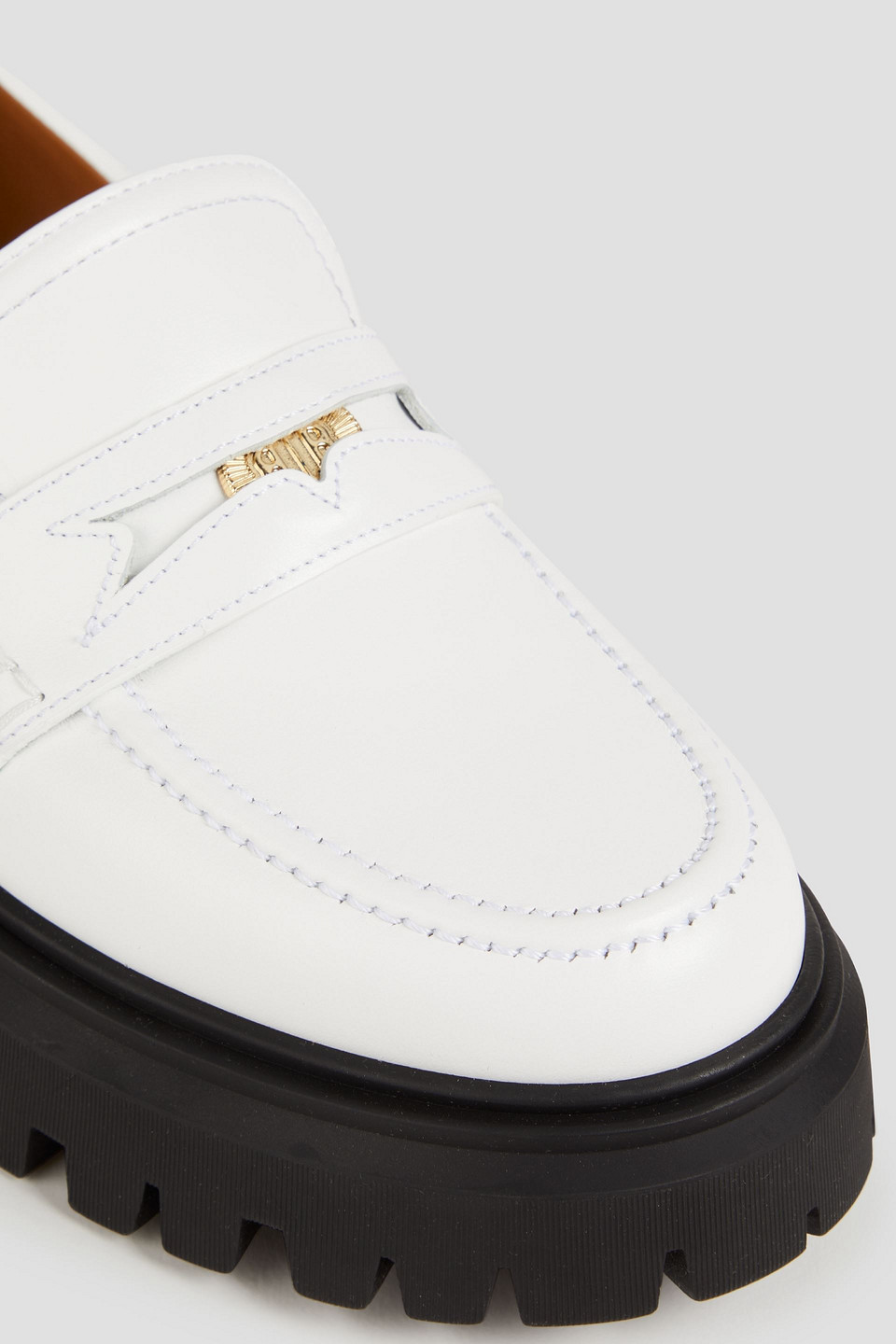 Maje Leather Platform Loafers In White