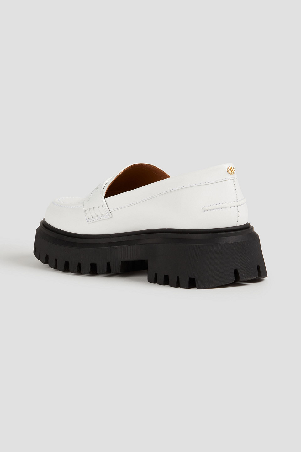 Maje Leather Platform Loafers In White