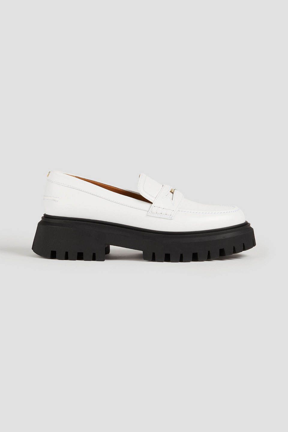 Maje Leather Platform Loafers In White