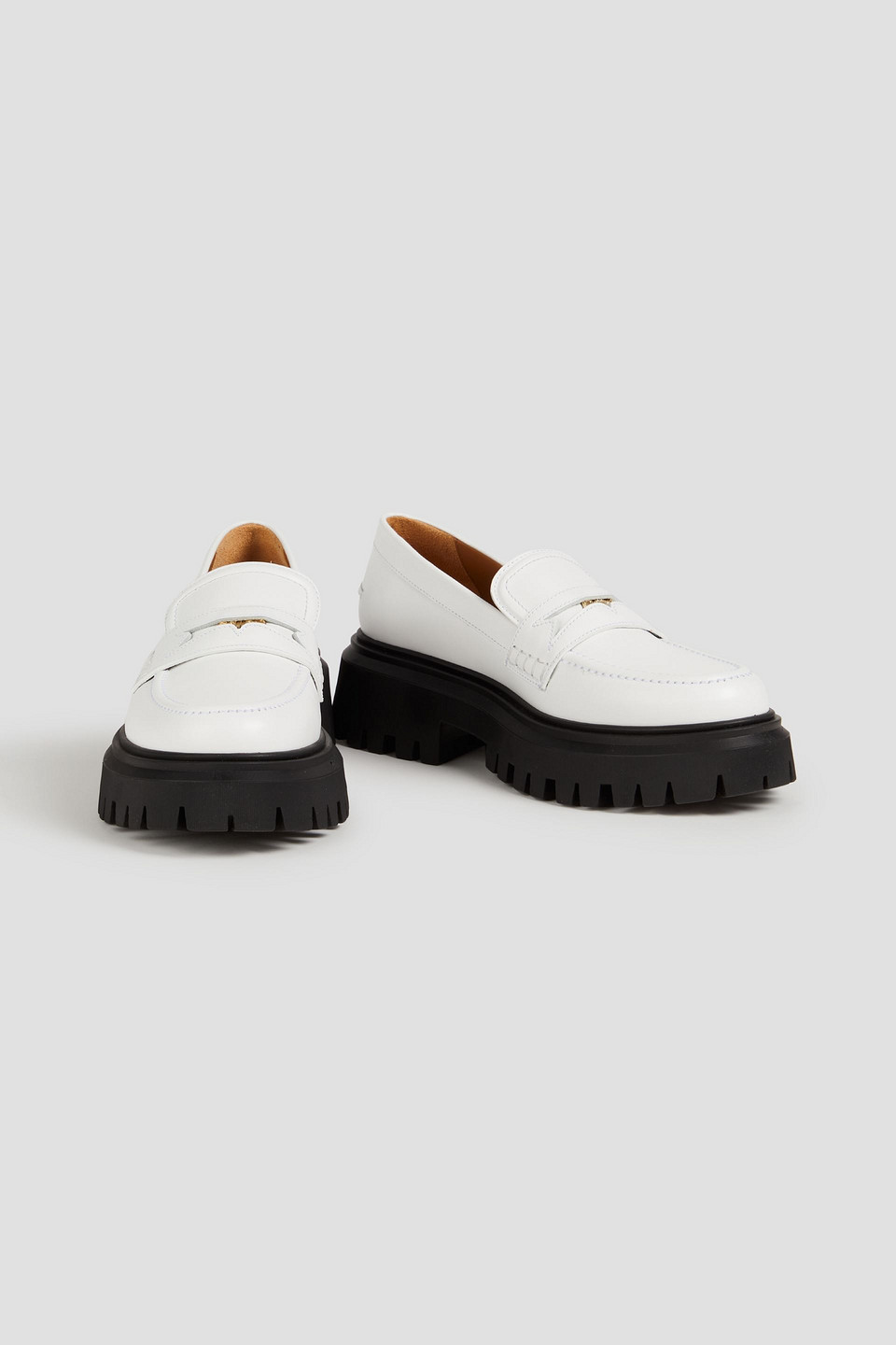 Maje Leather Platform Loafers In White