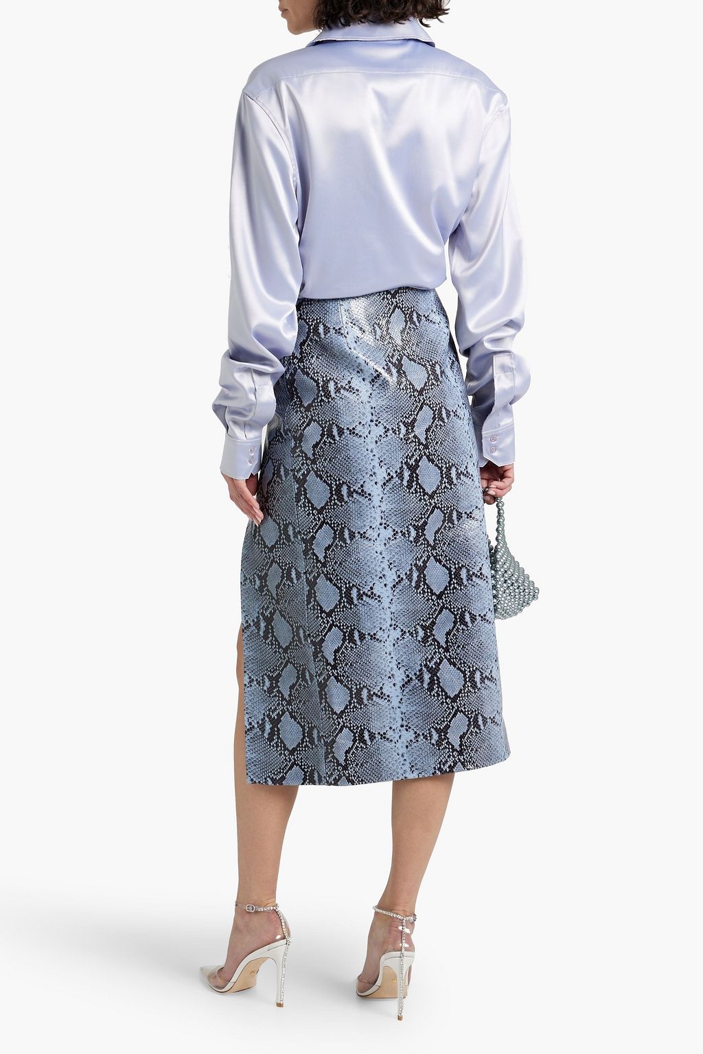 16ARLINGTON Minerva snake-effect leather midi skirt