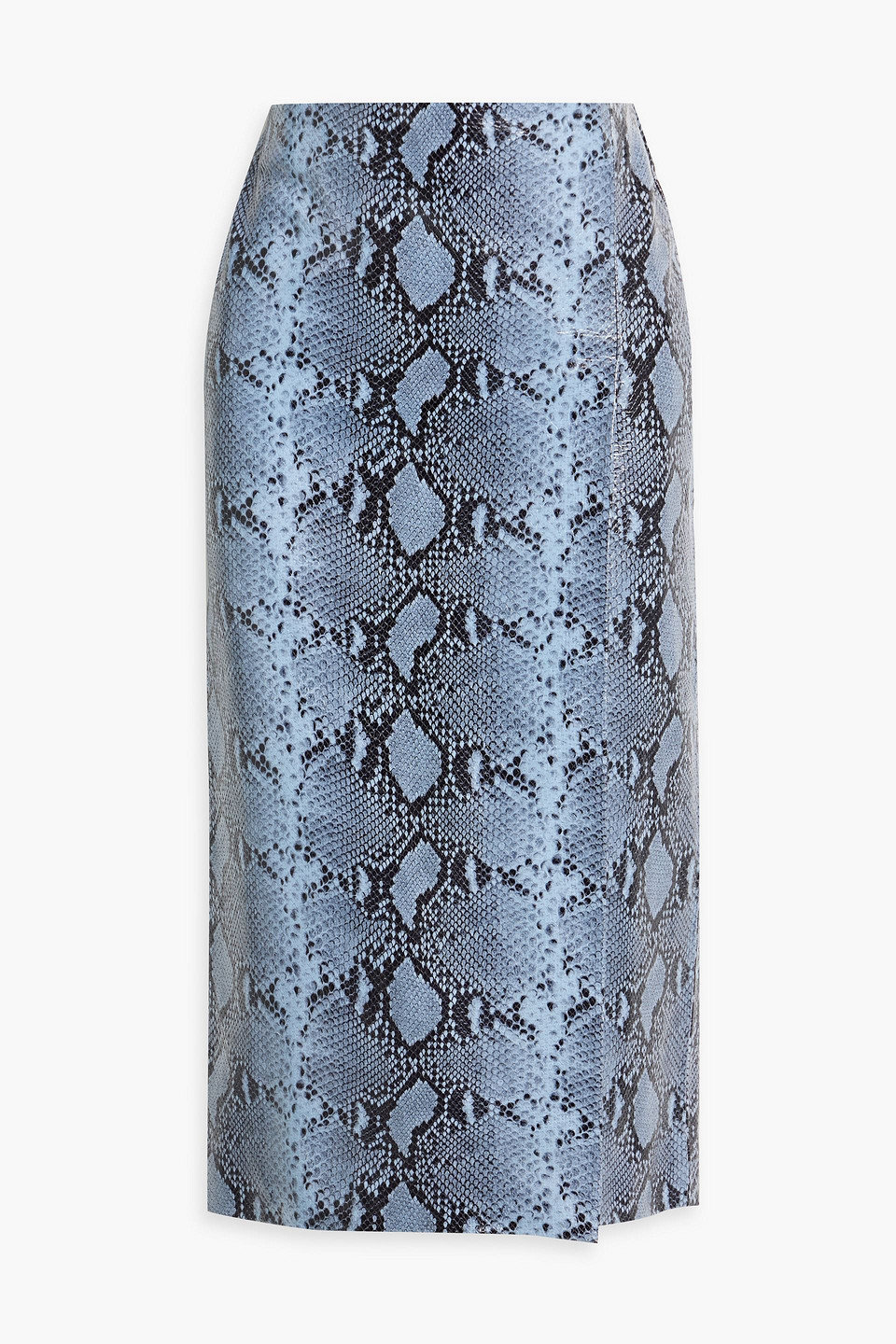 16arlington Minerva Snake-effect Leather Midi Skirt In Light Blue