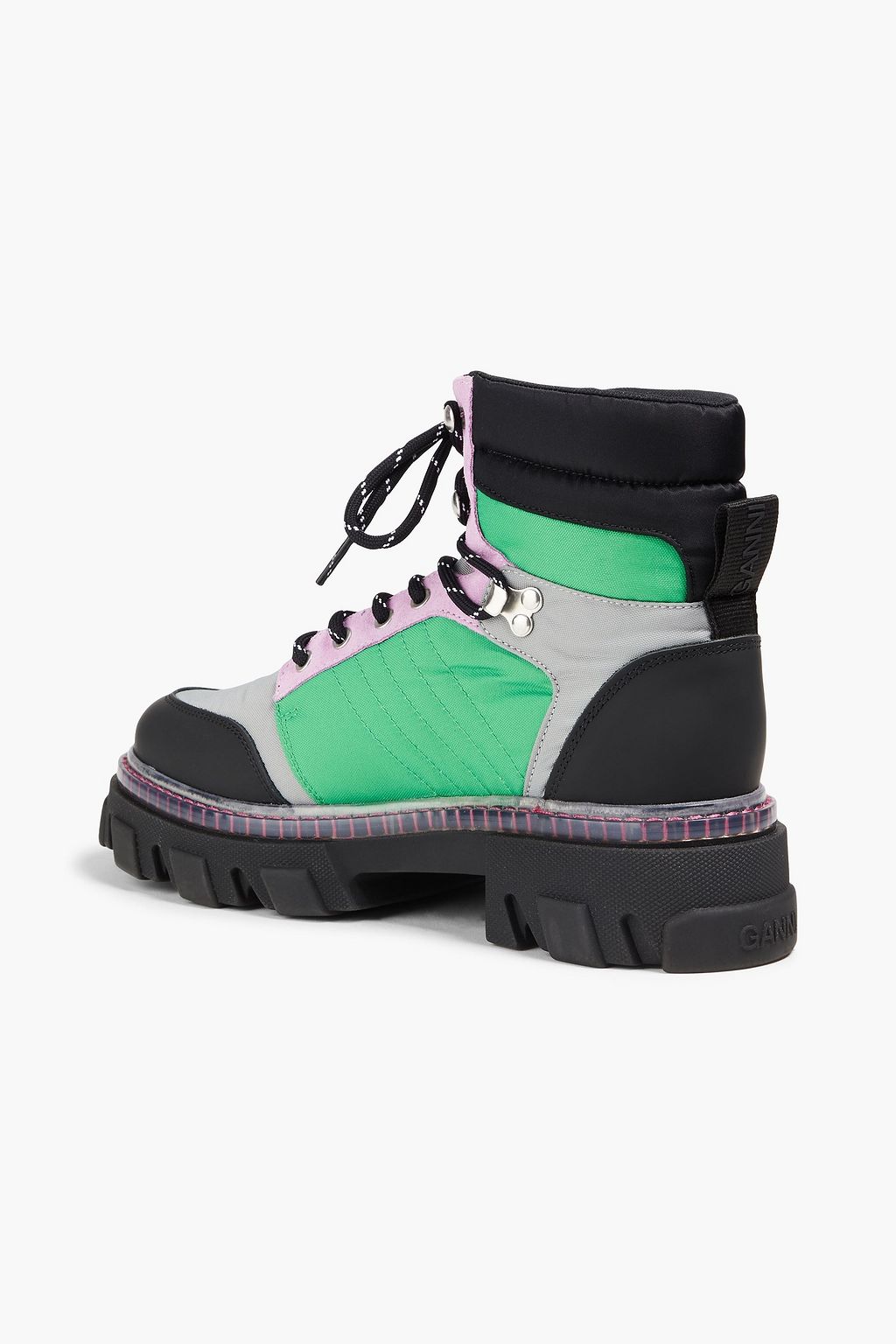 GANNI Color-block shell and suede hiking boots