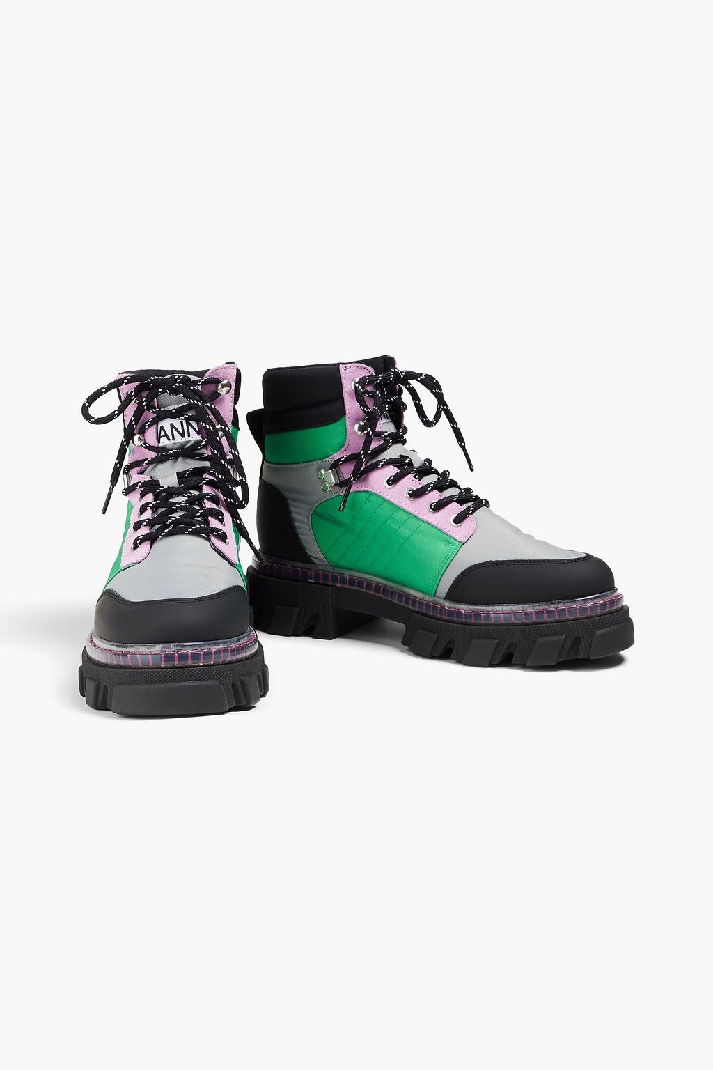 GANNI Color-block shell and suede hiking boots