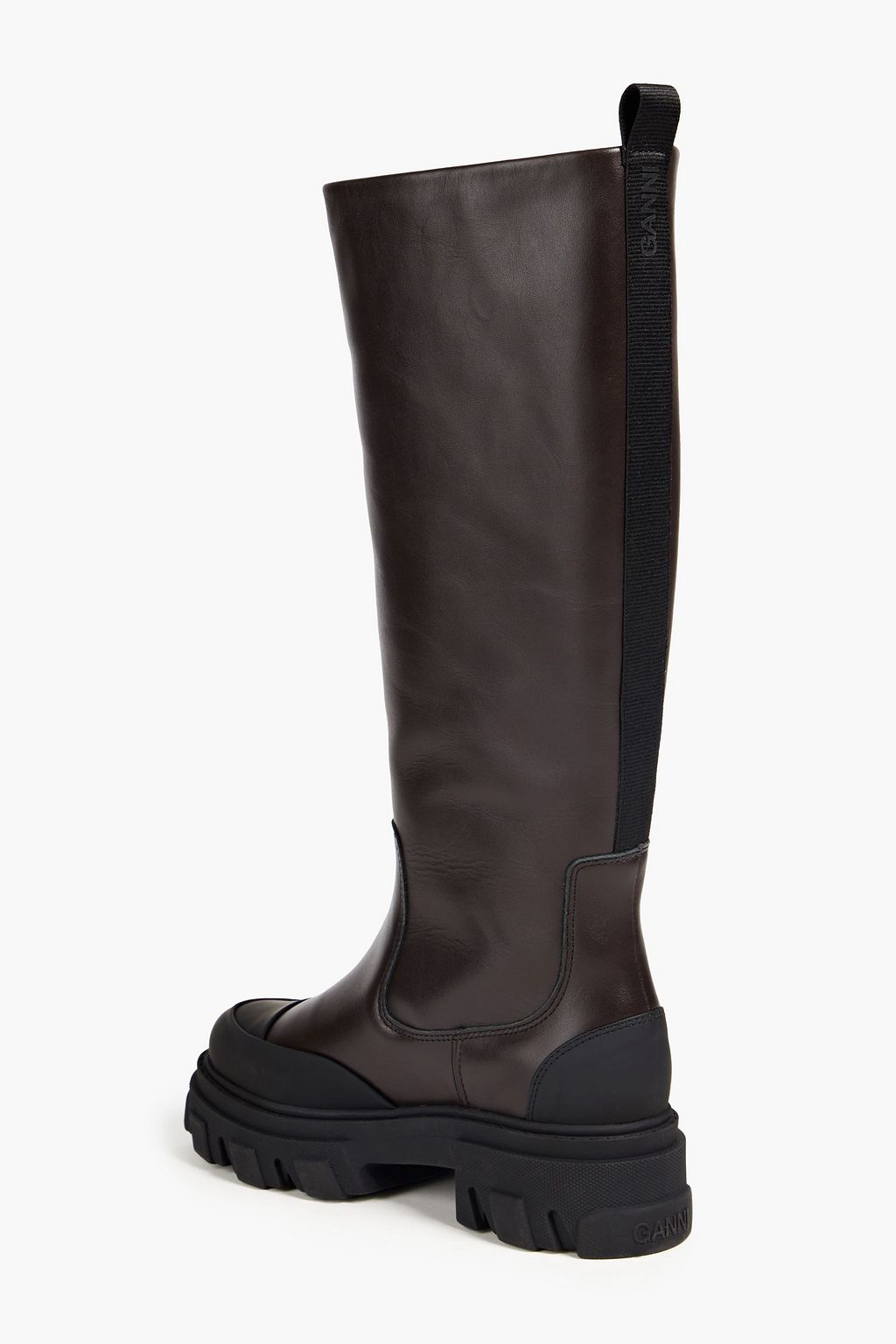 GANNI Grosgrain-trimmed leather boots