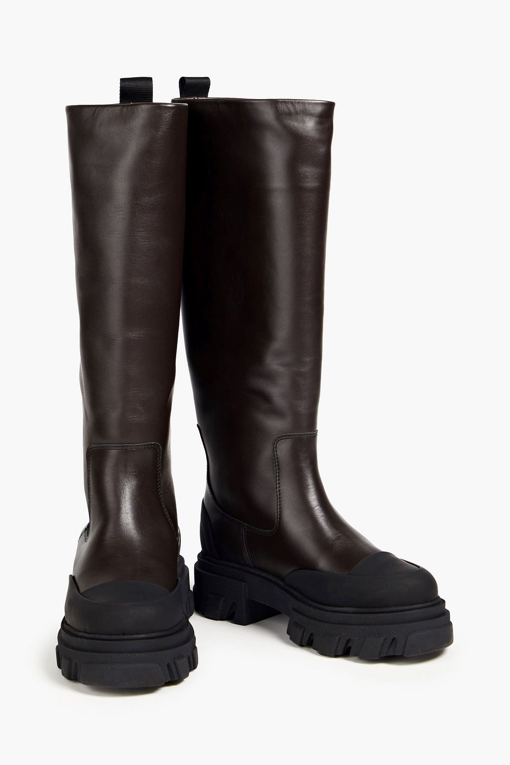 GANNI Grosgrain-trimmed leather boots
