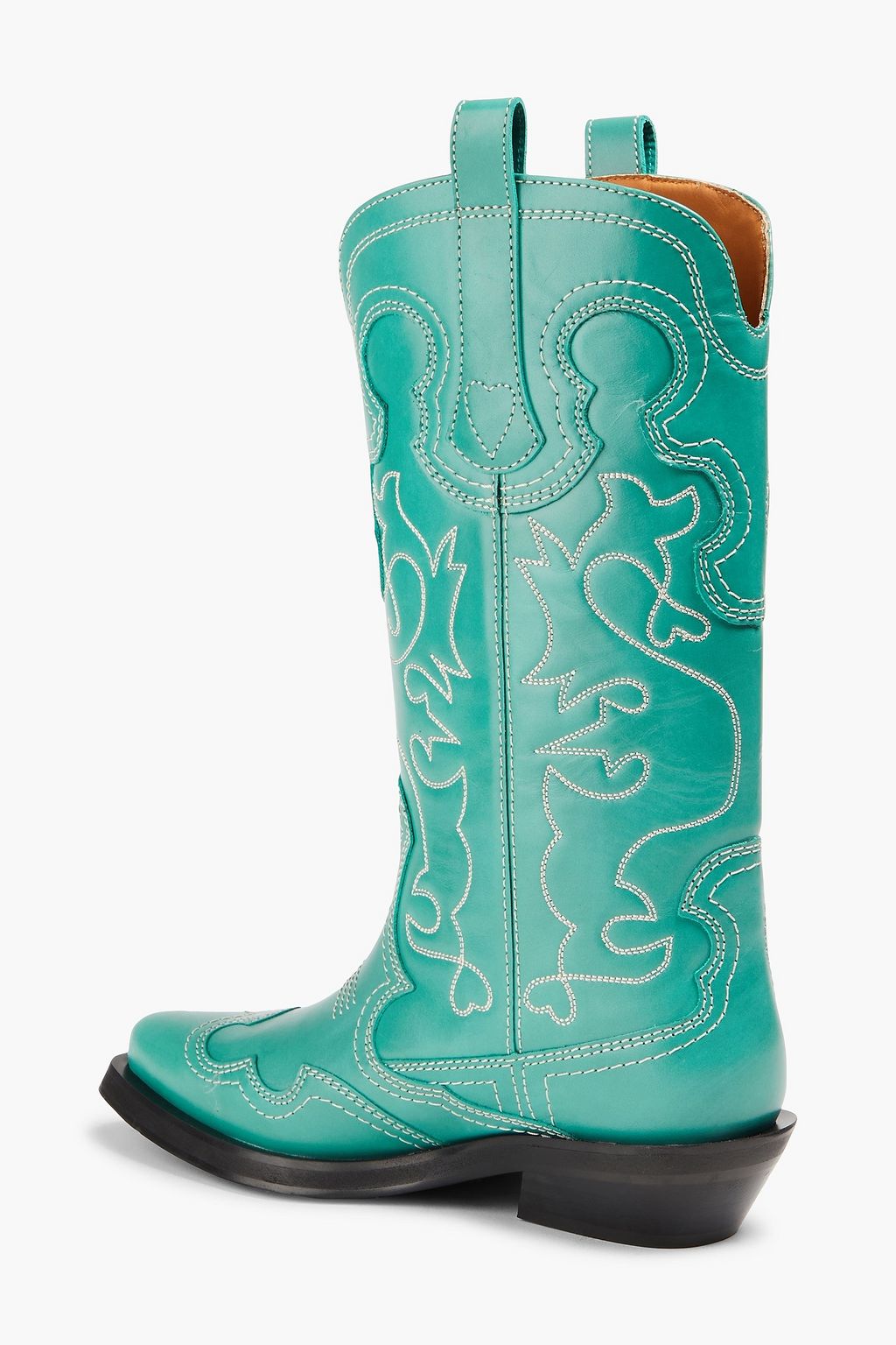 GANNI Embroidered leather cowboy boots