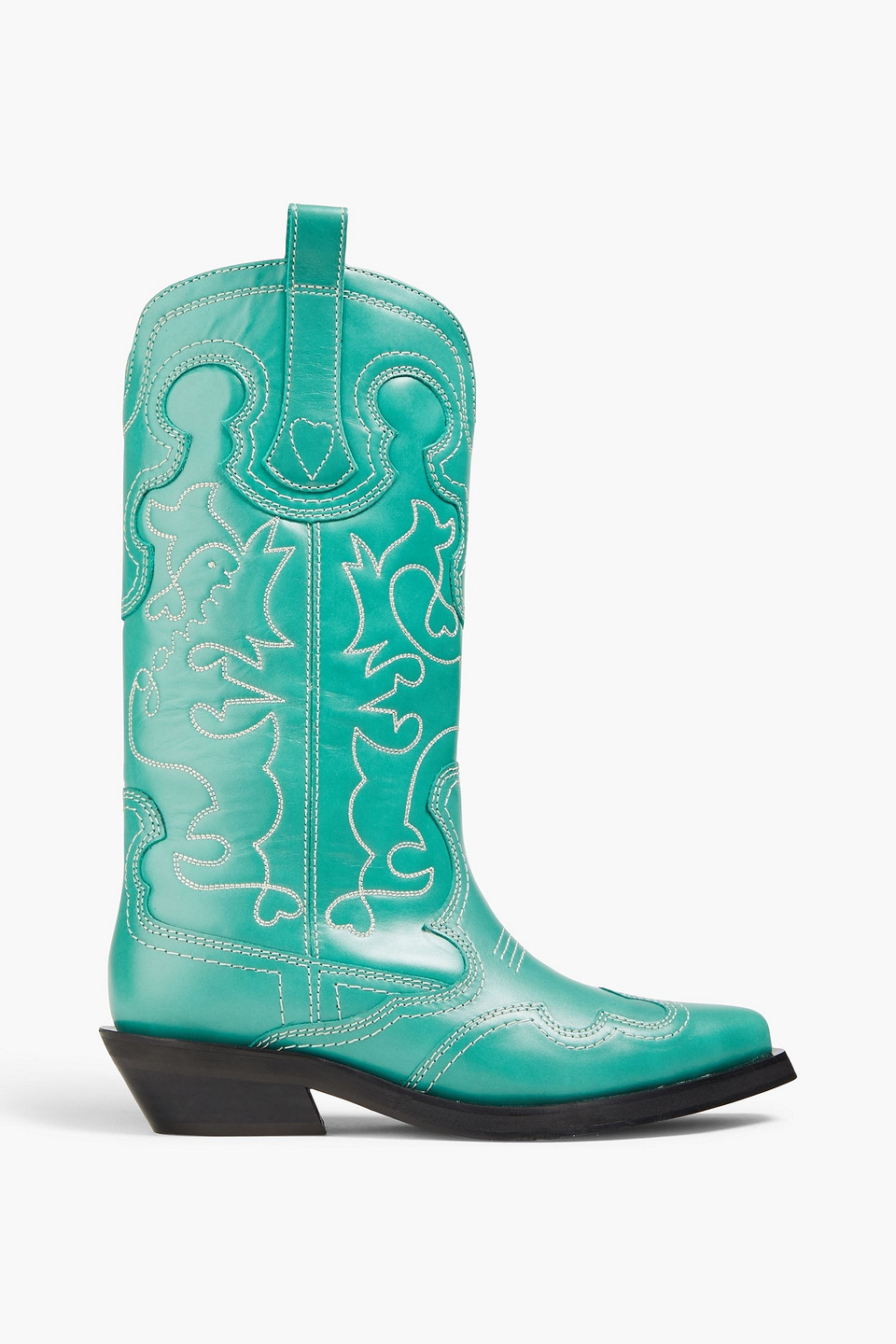 Embroidered leather cowboy boots
