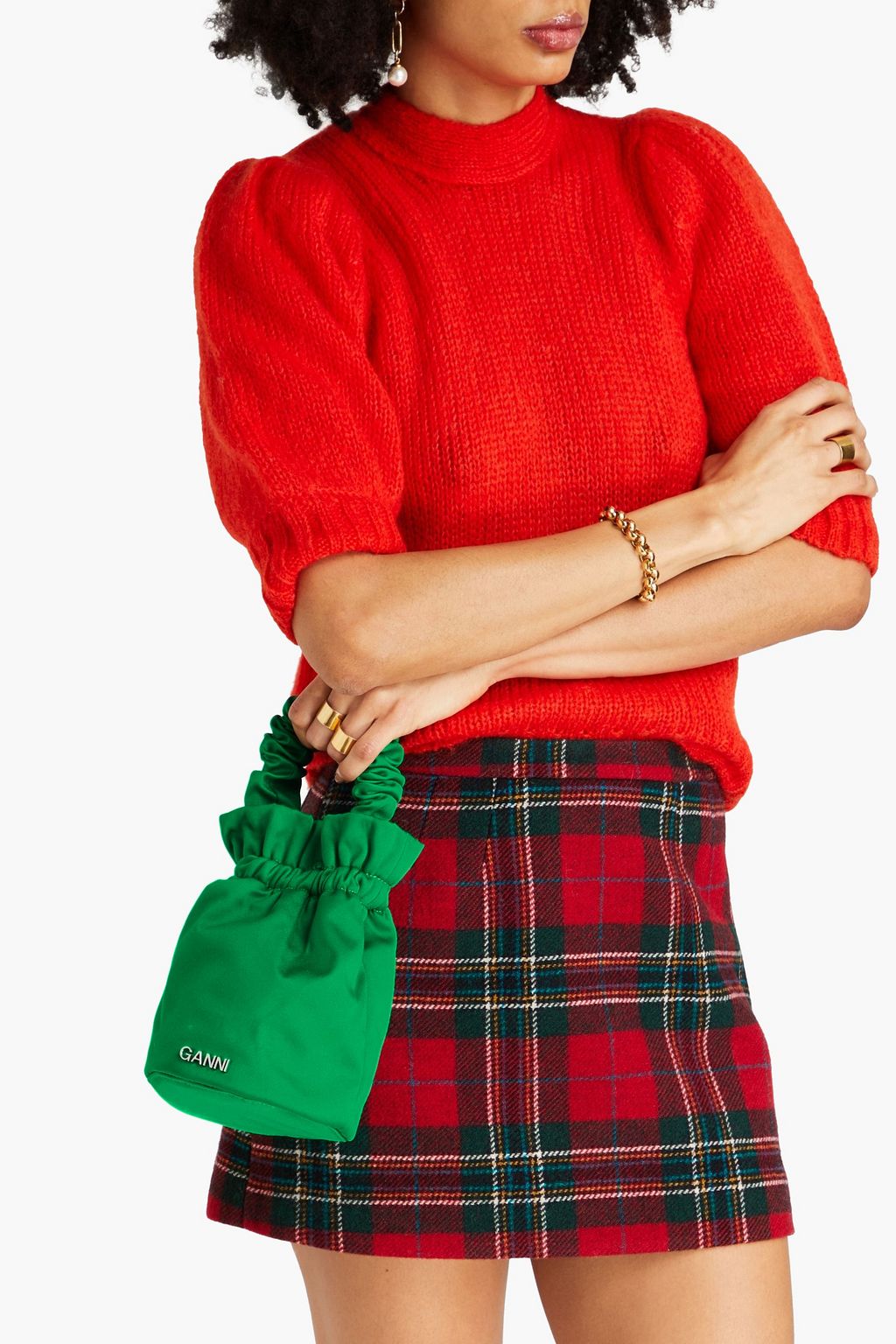 GANNI Satin bucket bag