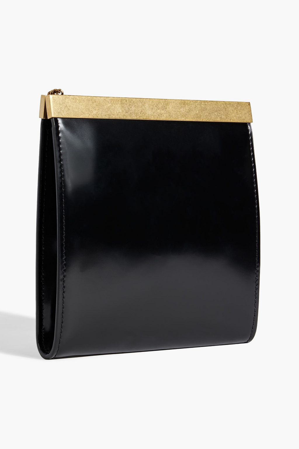 SAINT LAURENT Glossed-leather clutch