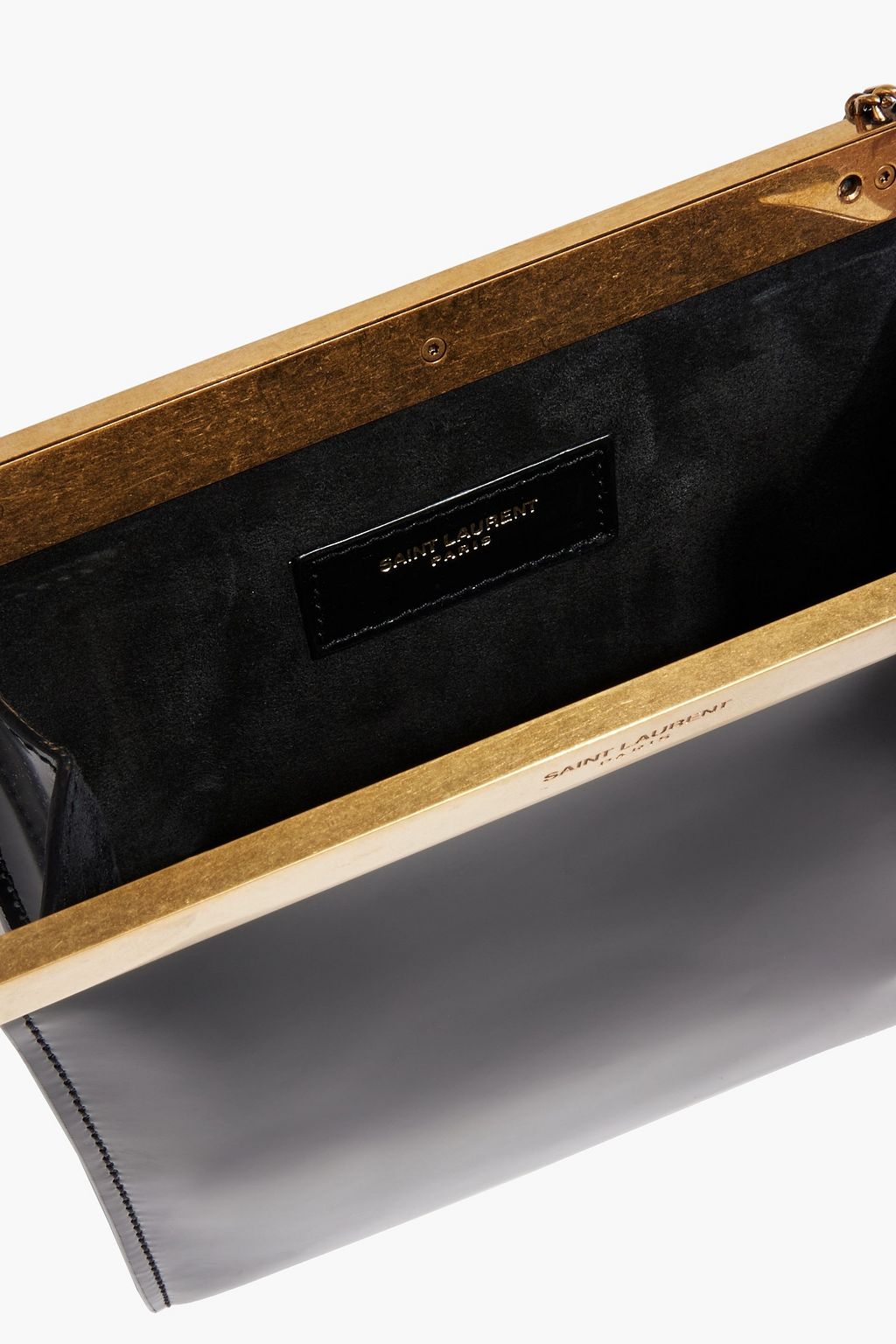 SAINT LAURENT Glossed-leather clutch