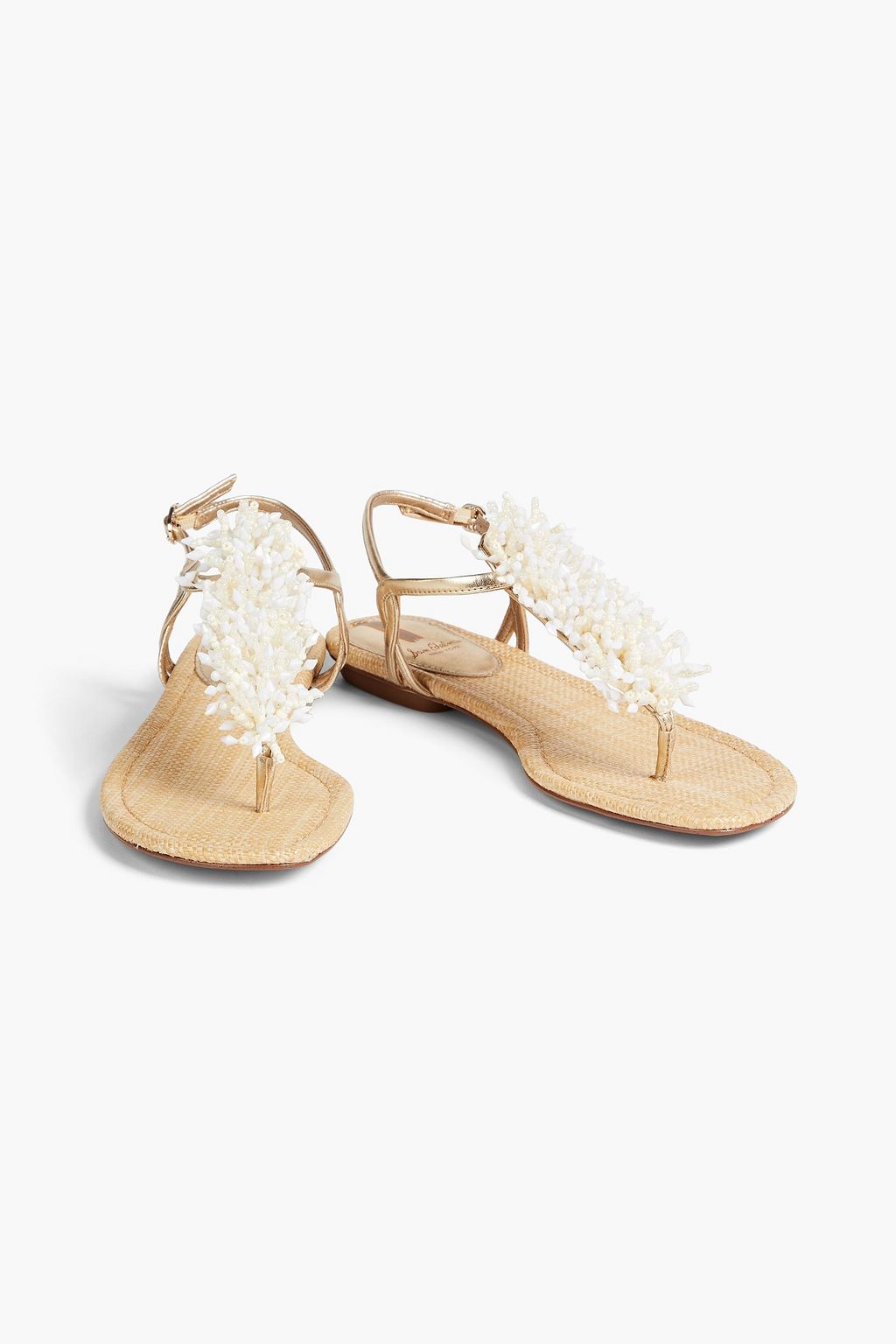 SAM EDELMAN Brinda embellished metallic faux leather sandals