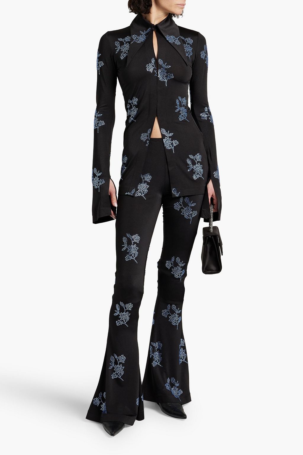 16ARLINGTON Koro embellished stretch-jersey flared pants