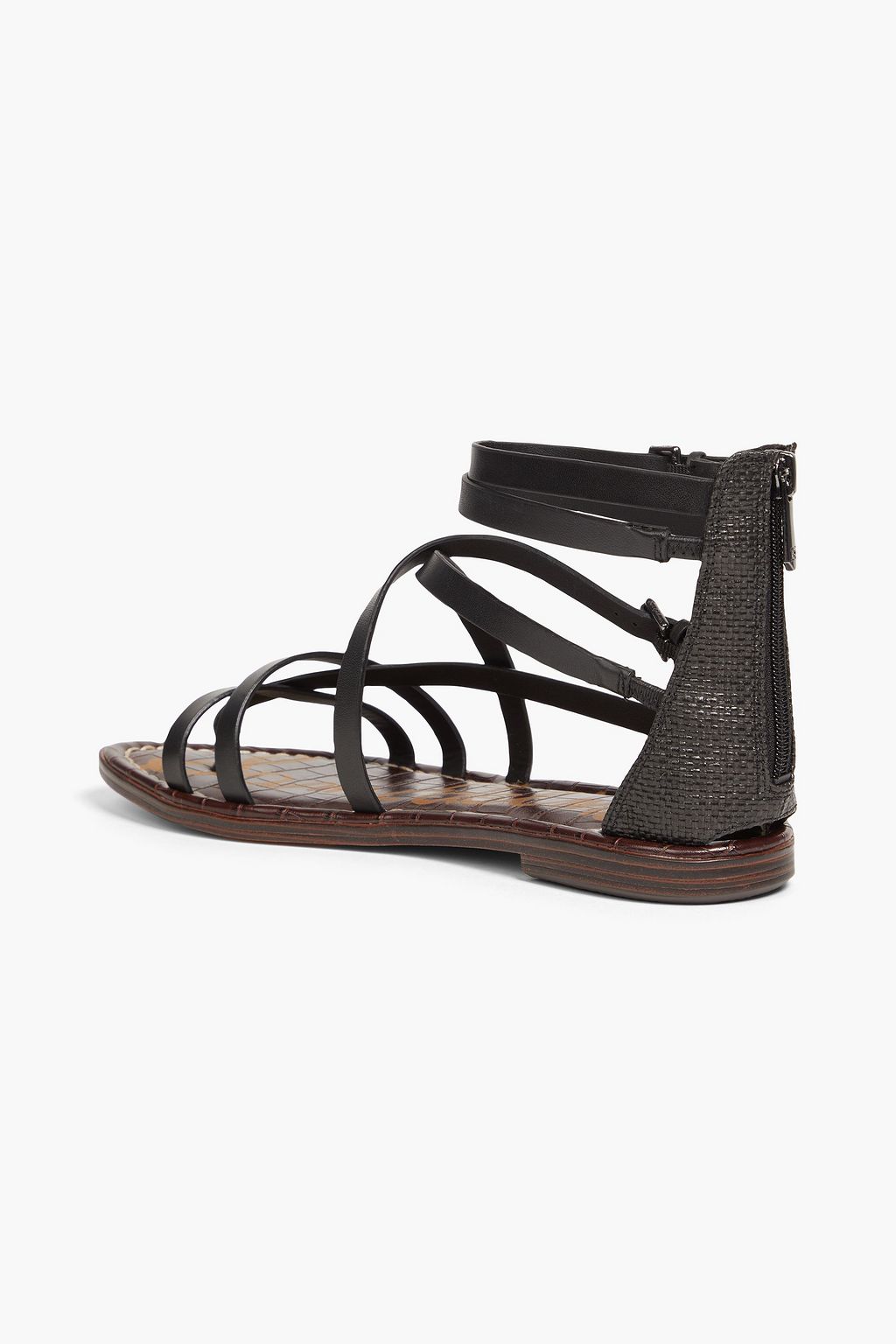 SAM EDELMAN Gibbs leather and faux raffia sandals